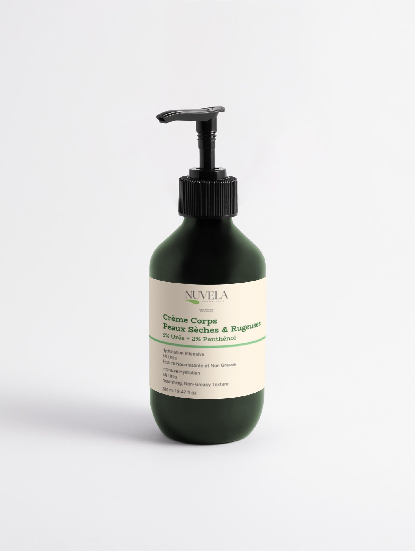 Crème Corps Peaux Sèches – Urée 5 %, Acide Hyaluronique & Panthénol | 280 ml