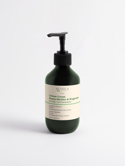 Crème Corps Peaux Sèches – Urée 5 %, Acide Hyaluronique & Panthénol | 280 ml