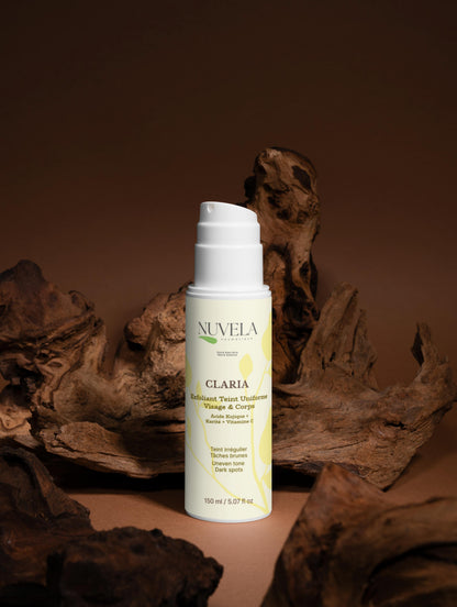 CLARIA - Exfoliant Teint Uniforme Visage & Corps - Acide Kojique, Vitamine C & Beurre de Karité | 150 ml
