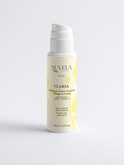 CLARIA - Exfoliant Teint Uniforme Visage & Corps - Acide Kojique, Vitamine C & Beurre de Karité | 150 ml
